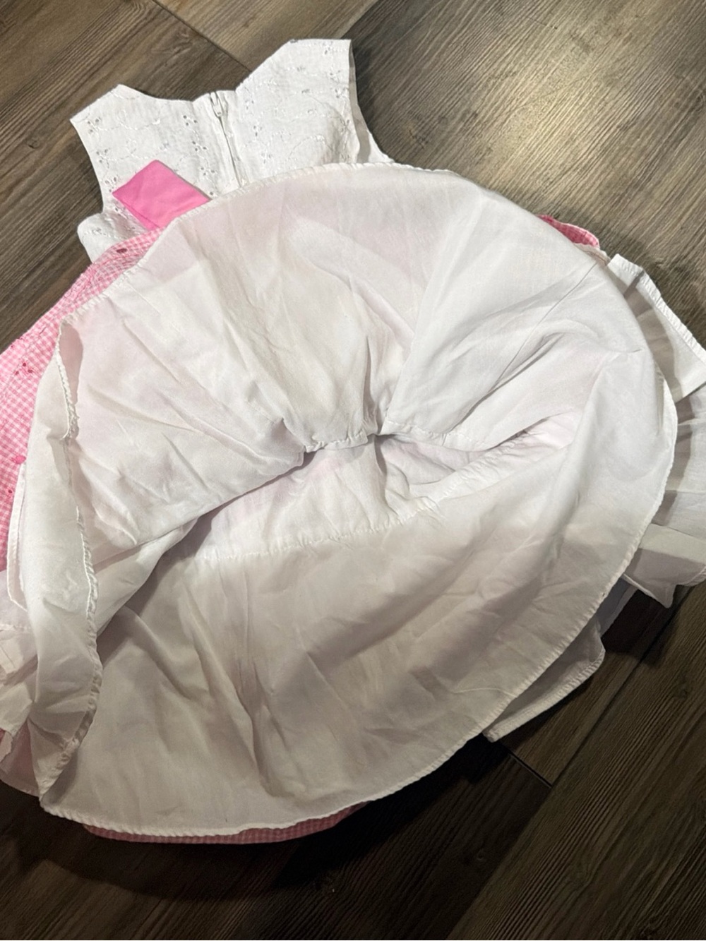 Jessica Ann White and Pink Tiered Eyelet Flower Dress girls size 4 - Picture 3 of 4